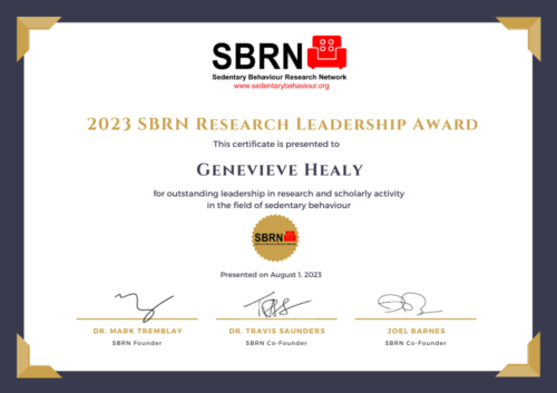 2023 SBRN Research Award Certificate - Genevieve Healy